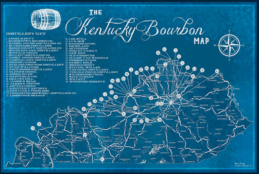 Kentucky bourbon map